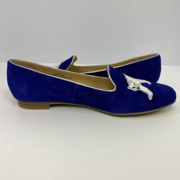 C Wonder Blue Suede Polar Bear Flats Size 6W - Picture 9 of 12